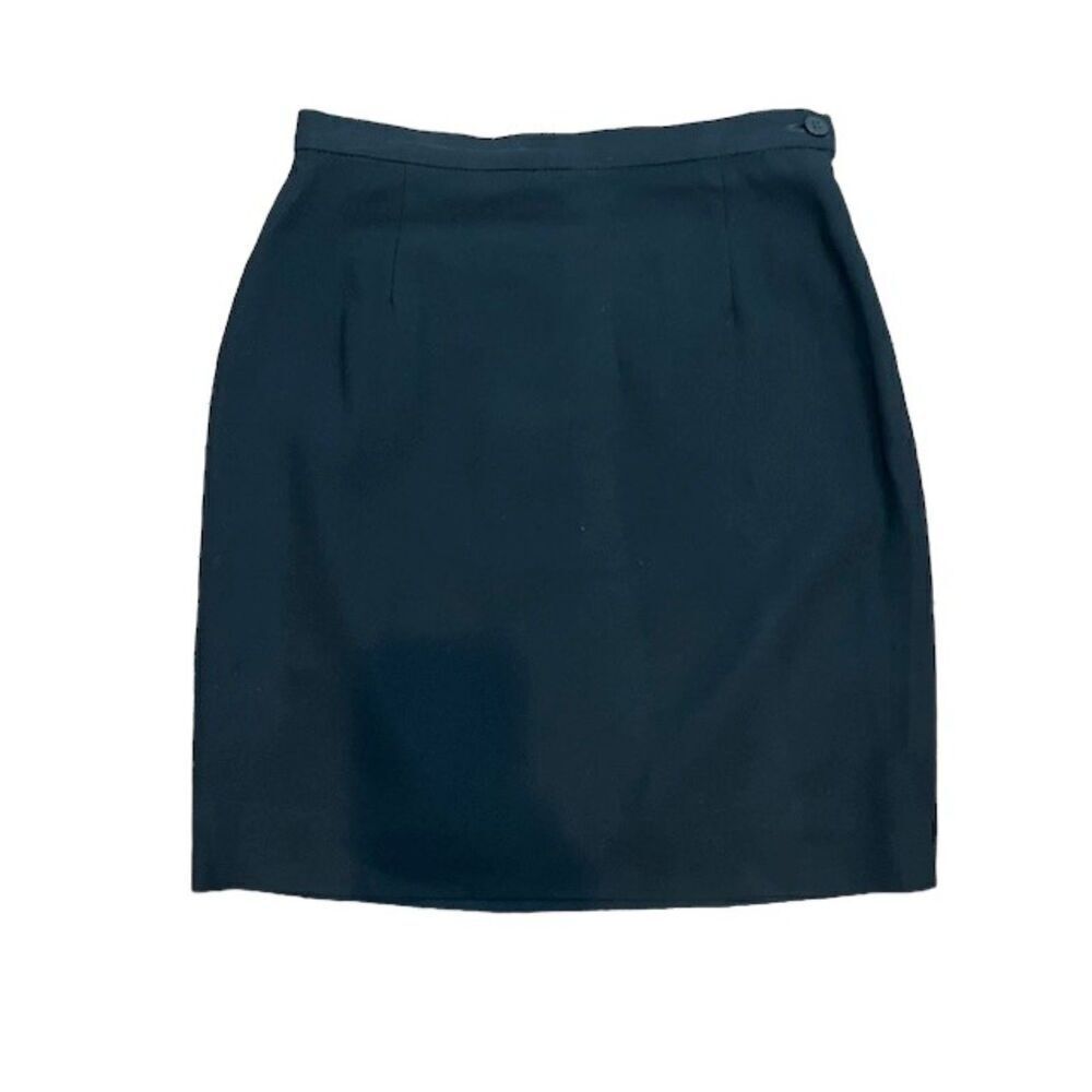 Giorgio Armani‎ Vintage Wool Mini Skirt Black Zipper Back Executive Size Small